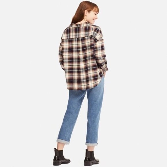 Uniqlo Flannel Plaid Skipper Collar Long Sleeve Flannel Size Small - Picture 2 of 9